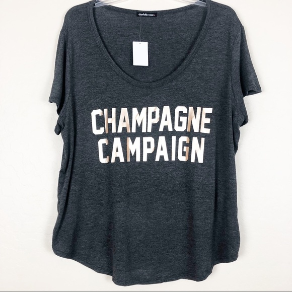 Charlotte Russe Tops - Charlotte Russe | Plus Gray Scoop Neck Graphic Tee